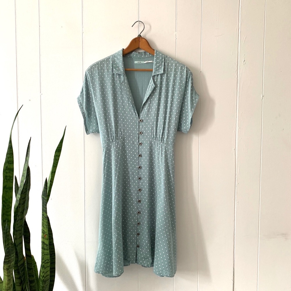 Urban Outfitters Kimchi Blue Aqua polka dot dress
